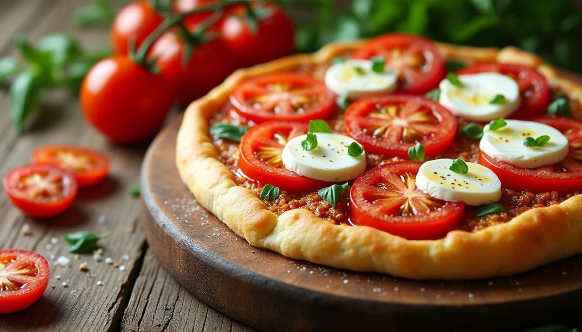 savourer l'été avec une délicieuse tarte à la tomate et mozzarella