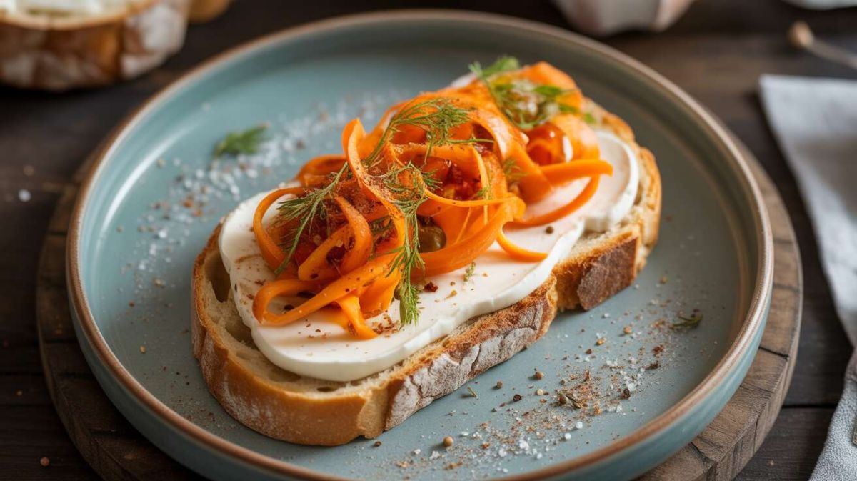 Des toasts au fromage frais et pickles de carottes pour épater vos invités