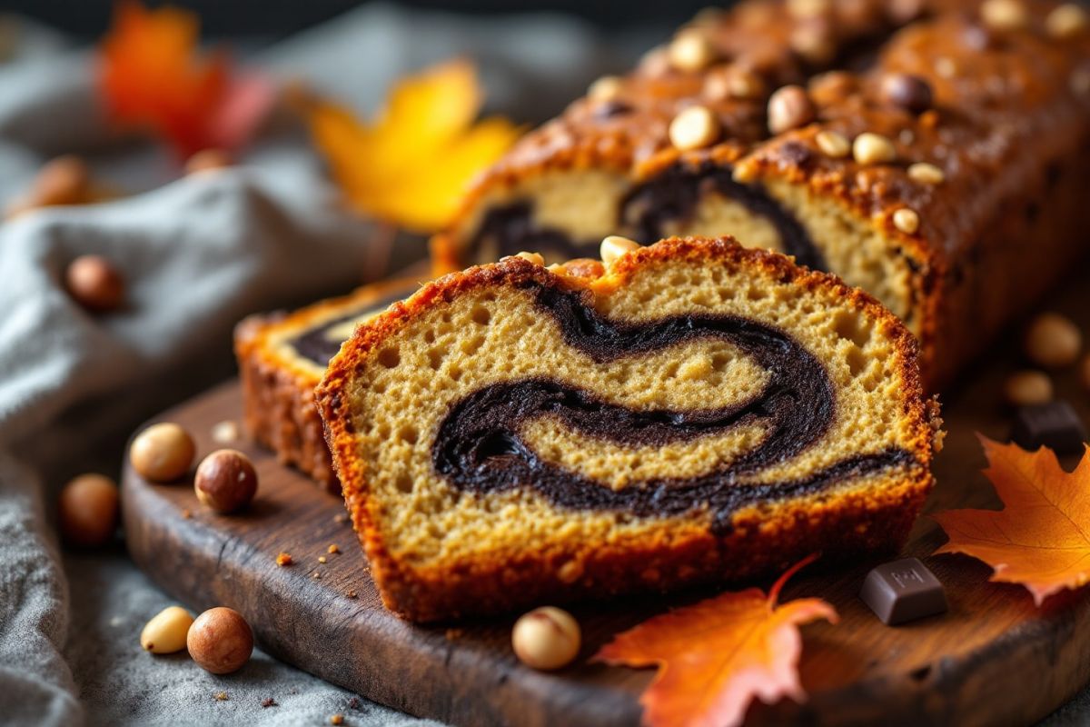 Un cake aux noisettes et chocolat pour des goûters d'automne réconfortants
