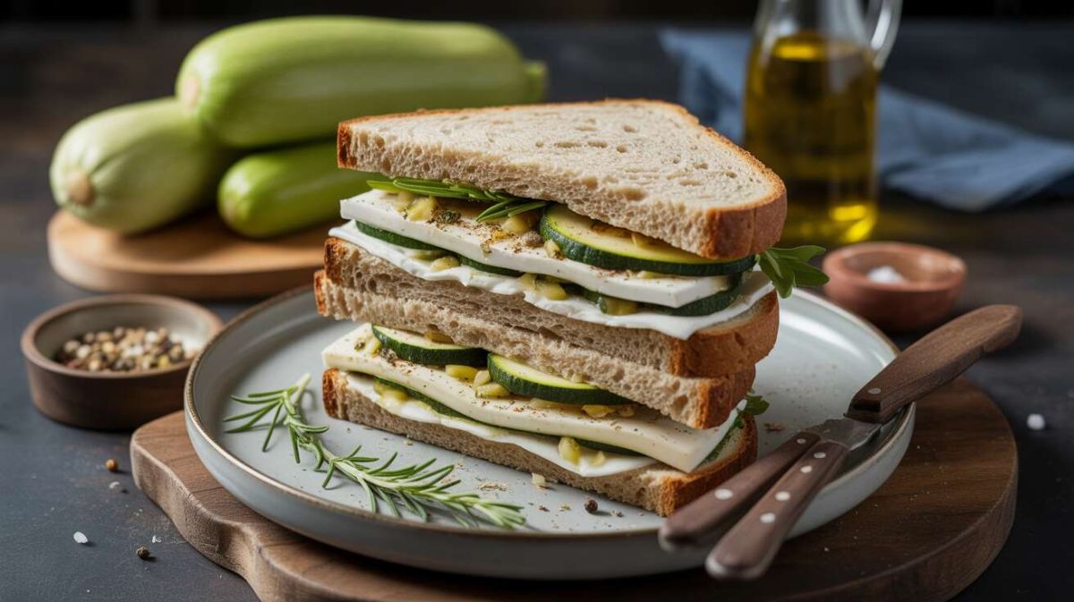 Sandwich raffiné aux courgettes et fromage frais