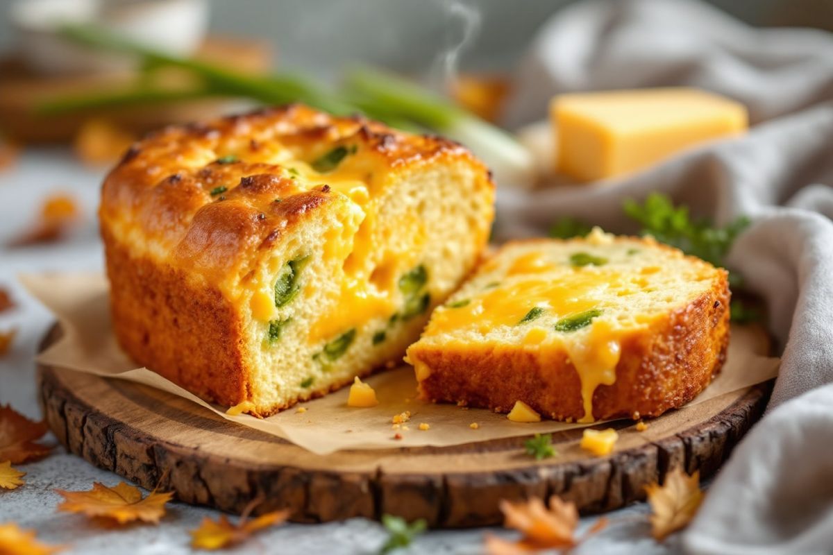 un cake automnal poireau et cheddar, moelleux à souhait