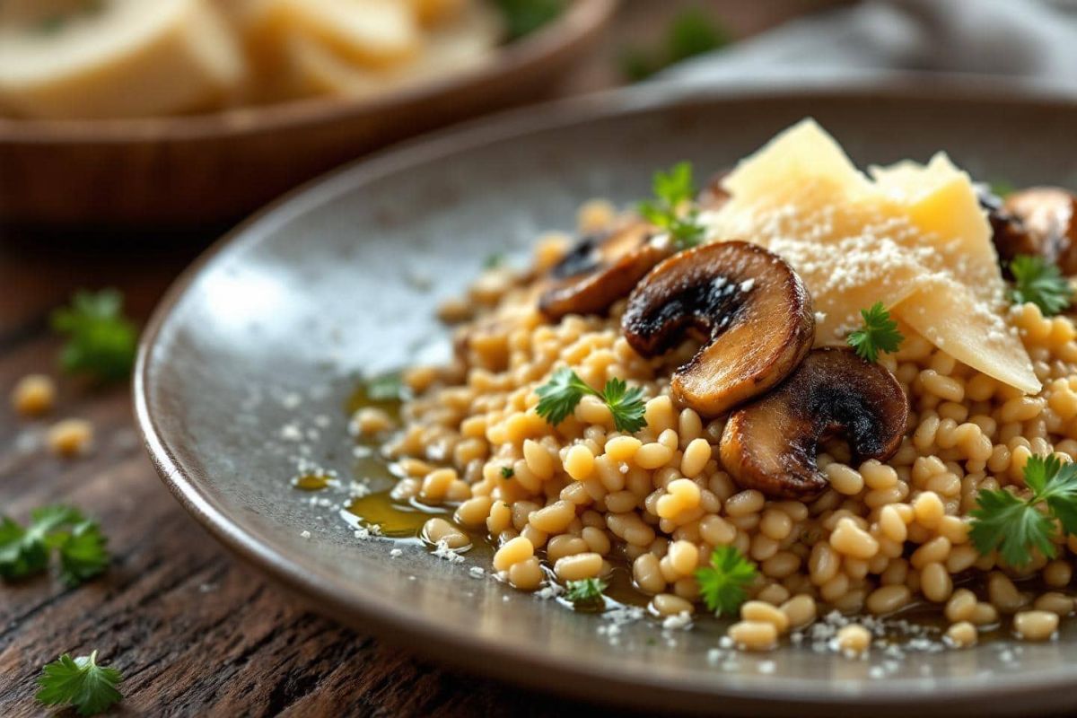 Un risotto innovant sans riz : savourez une recette aux champignons et épeautre ce soir !